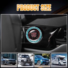 QZTYTY Car Engine Start Stop Decoration Ring, Car Start Button Cover, Push to Start Button Start Engine Ring, Car Accessories Push Start Button Ignition Ring Sticker for Women (Lake Blue, 1PCS)