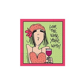 Design Design 624-10051 Love The Wine You're With Beverage Napkin, Multicolor