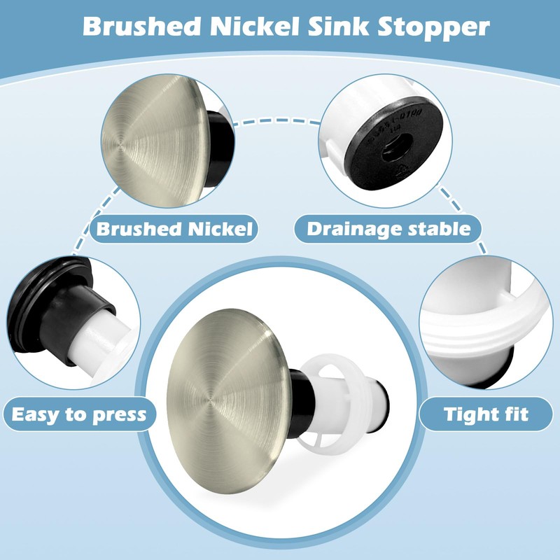 972-098J Plumbing-Equipment Brushed Nickel Drain Sink Stopper, Drain Sink Plug