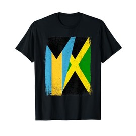 Jamaica Bahamas Flag Jamaican Bahamian Mix Heritage T-Shirt