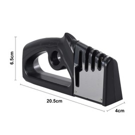 4 en 1 Afilador Rápido de Cuchillos de Cocina Tijeras Afiladoras Herramienta de Cocina Afilador Manual de Cuchillos de Cocina con Cuchillas de Cerámica/Diamante/Tungsteno (Negro)
