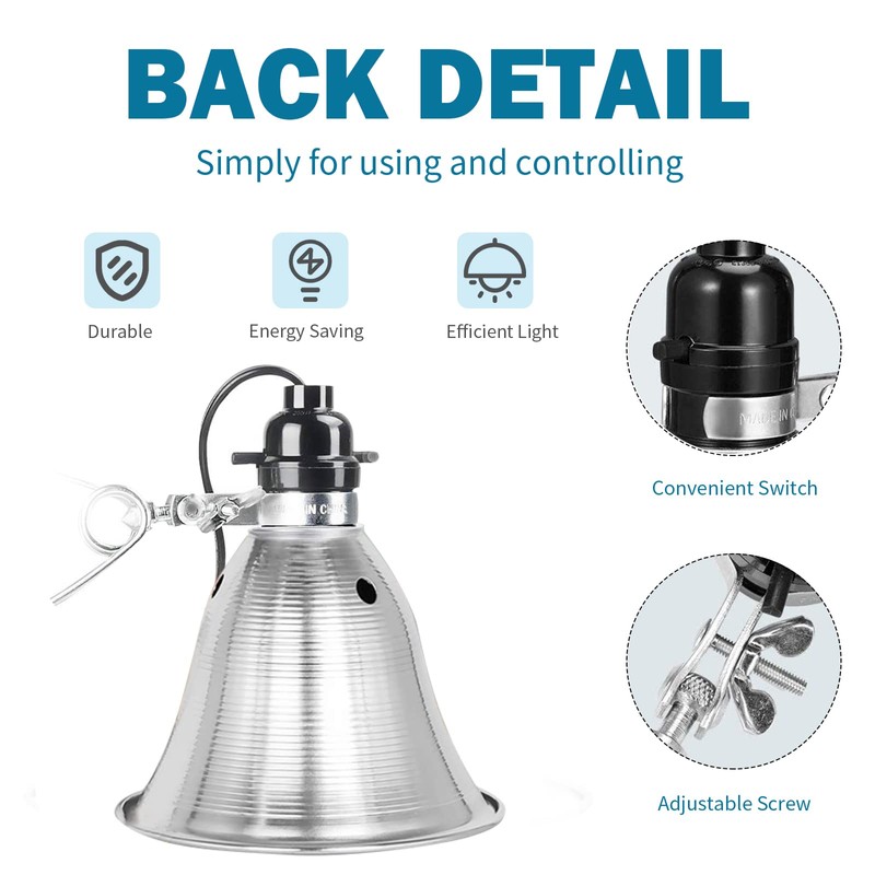 EP Clamp Lamp Light with Detachable 5.5 Inch Aluminum Reflector,