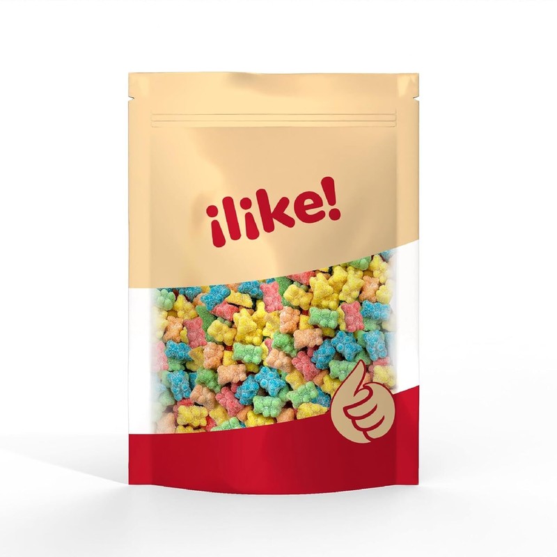 iLike! Sour Neon Gummy Bears Candy, Assorted Fruit Flavors, 2-Pound