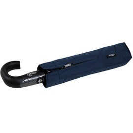 iX-brella Men's Pocket Umbrella Open-Close Automatic Round Hook Handle, Carbon look blue, Pocket umbrella XXL