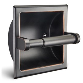 JunSun Oil Rubbed Bronze Recessed Toilet Paper Holder Stainless Steel ORB Toilet Paper Roll Holder Tissue Holder Tissue Roll Holder 6" X 6" Square Jumbo Mega Roll Holder Rear Mounting Bracket Included