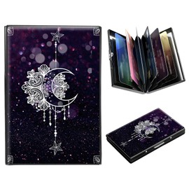 DIGTIALL RFID Blocking Metal Wallet - Slim Aluminum Credit Card Holder for Men & Women with ID Window, Business Card Slot Secure Compact Minimalist Wallet,Moonflower