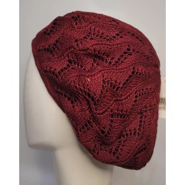 SG CROCHET BERET SNOOD BURGUNDY BURGUNDY LUREX BY SG ACCESSORIES