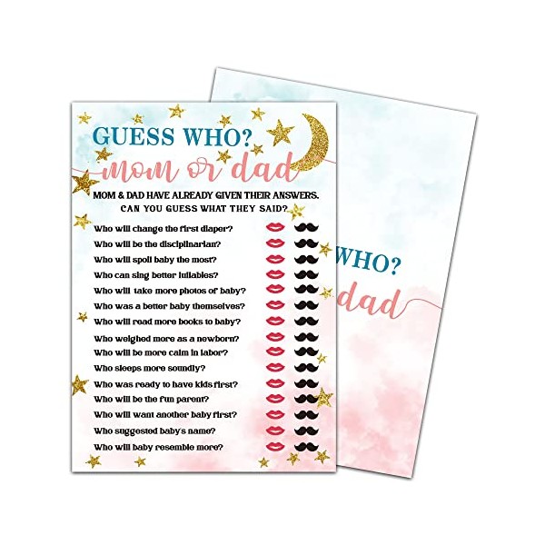 Guess Who? Mom Or Dad Baby Shower Game, Gender Reveal