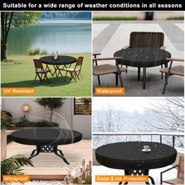 Cubierta de mesa de patio al aire última intervensión, redonda, impermeable, para muebles de patio al aire última intervensión, para mesas de 24 de diámetro, 4 pulgadas de alto