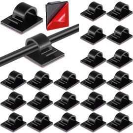 60 Pieces Christmas Lights Cable Clips Mini Light Clips Outdoor Cord Clips Self Adhesive Light Clips Cable Organizer Clips Wire Holder Management for Fairy Light String Lights (Black, Medium)