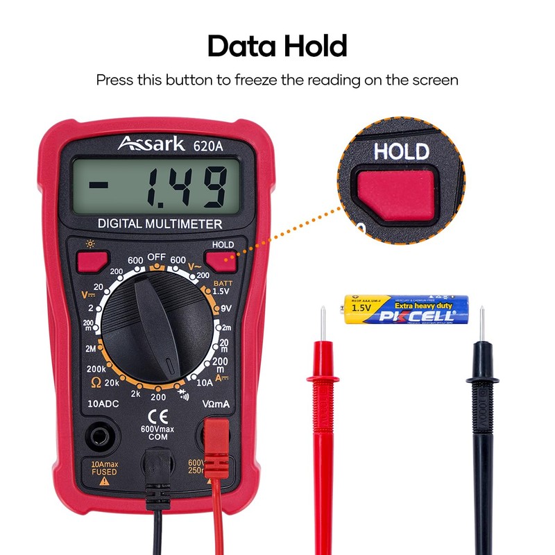 Digital Multimeter Voltage Tester, Assark 2000 Counts Multimeter Measure AC