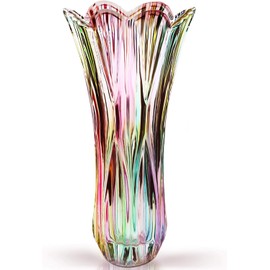 Flower Vase Large Size11.8 inch Phoenix Tail Shape Thickened Crystal Glass for Home Decor, Wedding or Gift