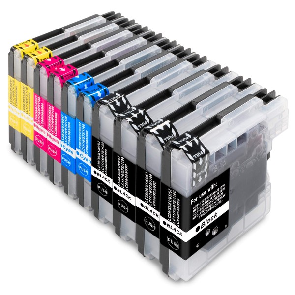 10 xl Printer Cartridges Compatible with Brother LC985 LC985BK LC985C
