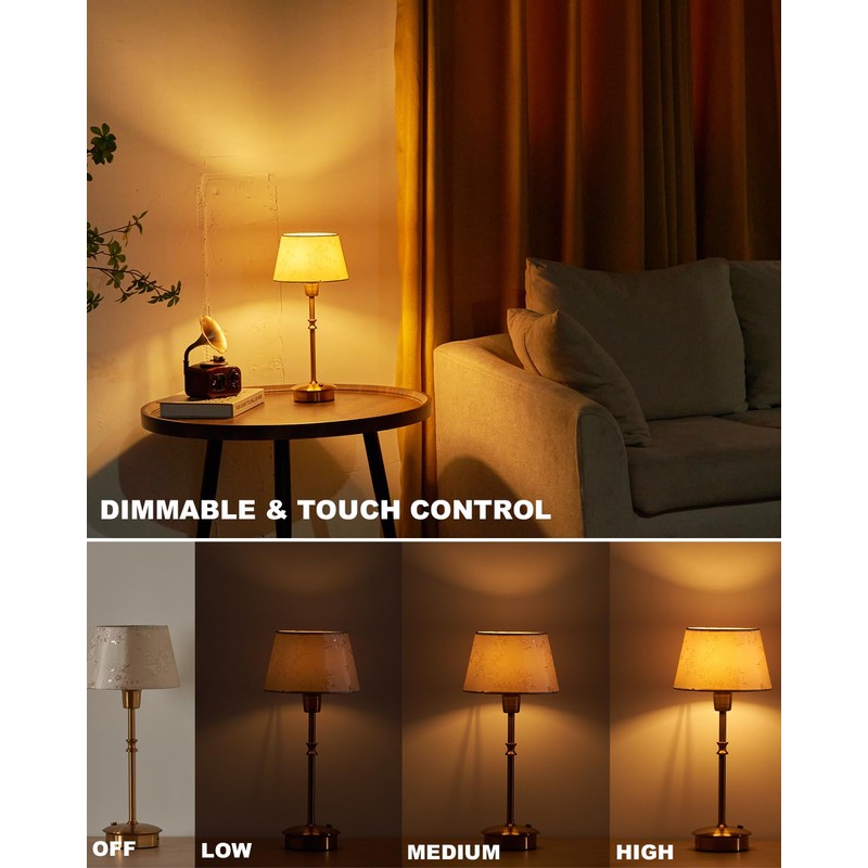UMEXUS Cordless Table Lamps with Dimmer, 5200mAh Rechargeable Battery Powered,