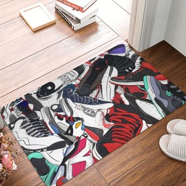Sneakers Area Rug Cool Basketball Shoes Carpet Modern Design Popular Sport Shoes Rug Polyester Floor Mat Indoor Outdoor Decorative Rug for Living Room Playroom Bedroom Dorm Entrance 16" x 24"