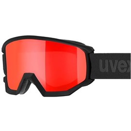 uvex Athletic VFM Ski Goggles for Men and Women Self-Toning Enlarged Anti-Fog Field of View Matte Black / Red Clear One Size
