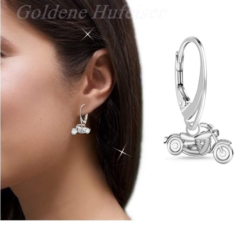 For Dich Mini Motorcycle Sturdy French Hook Earrings Made of