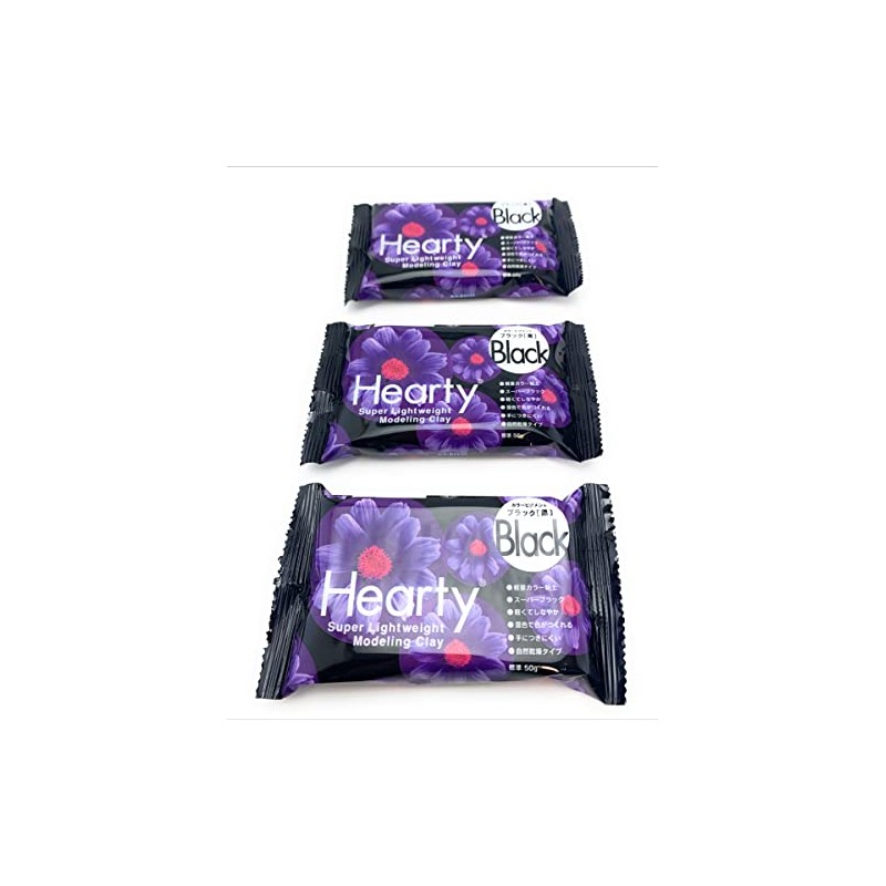 Black Hearty Air-Drying Super Lightweight Modelling Clay - 3 x
