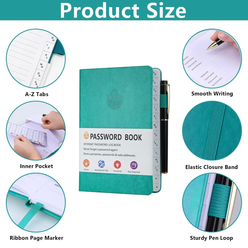 XTUDOU® Pack of 2 Password Book, Password Book with Index