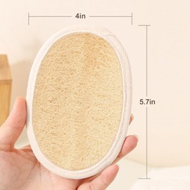 Natural Loofah Pad Exfoliating Body Scrubber 2Pcs Vegan Shower Luffa Sponges Deep Clean Your Body Face Back Bath Shower Loofah Sponge for Women Men 5.7x4 Inches Durable Gentle Terry Towel Cloth Pads