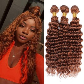 Leruikair Human Hair Bundles 16 18 20 Inch Deep Wave Human Hair Bundles 16 18 20 Inch Brown Color 30 Unprocessed Brazilian Soft Quick Weave Hair for Black Women