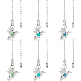 DICOSMETIC 6Pcs 3 Colors Light Pulls Extension Chain Ceiling Fan Pull Chains Alloy Hummingbird Pull String Extenders Luminous Bird Pulls Chain Pendant with Connector for Fan Wall Lamp Home Decor