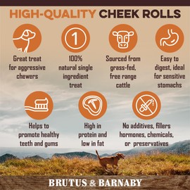 Premium Beef Cheek Rolls for Dogs 5-7" - (5-Pack) Long Lasting, Safe & Natural Rawhide Alternative Chews, Ideal for Large Dogs & Aggressive Chewers, Supports Dental Health & Digestion