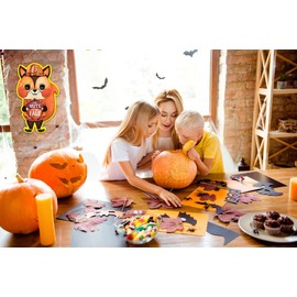 SICOHOME Happy Fall Squirrel Acorn Sign for Front Door 8.7" x 14" Fall Door Hanger Fall Autumn Thanksgiving Decoration for Home Fall Door Wreath Fall Decor for Farmhouse Porch Front Door Decoration