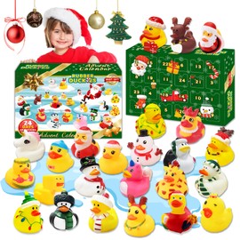 Advent Calendar Ducks 2024 with 24 Days Christmas Countdown, Rubber Duck Advent Calendar, Squeaky Ducks Advent Calendar, Bath Toy Set, Christmas Calendar for Children, Boys and Girls