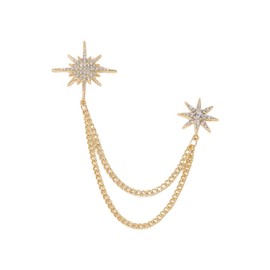 Rhinestone Star Sparkling Brooch Pin for Women Men Fashion Crystal Snowflake Tassel Lapel Pins Dress Suit Accessories Jewelry Christmas Wedding Valentine's Day Gifts - Gold