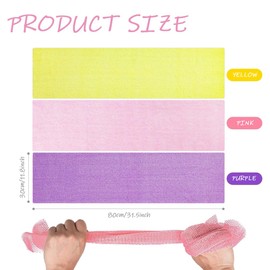 3 Pcs African Net Sponge - African Exfoliating Sponge, Long Bath Net, Deep Cleaning Mesh Back Scrubber, Spa Massage Bath Towel for Women Men (Pink, Purple, Yellow)