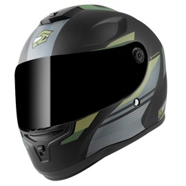 FC-Moto FF114B Zeron Helmet, Matte Black/Green, XS