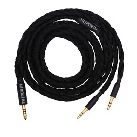LINSOUL Tripowin GranVia Upgraded OFC High Purity Headphones Audio Replacement Cable, Dual 3.5 mm Plug for HE4XX/HE-400i/HE400se/HarmonicDyne Zeus/Goldplanar (4.4 mm Plug, 1.5 m Length, Black)