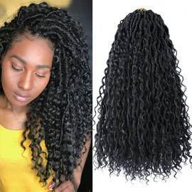 6 Packs 14 Inch Goddess Faux Locs Hair Crochet Hair Curly River Locs Crochet Hair With Curly Ends Braiding Bohemian Hair Extension