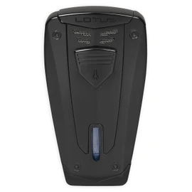 Lotus Fusion Cigar Lighter with Triple Pinpoint Torch Flames, Single Action Ignition, All Metal Housing, Fold-Out Cigar Punch, Large Flame Adjuster (Black Matte)