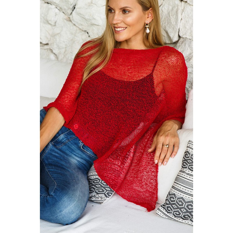 SHU-SHI - Women's Poncho Top - Transparent - Lightweight Knitted