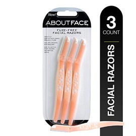 About Face Navajas Faciales Sin Pelusa - 3 Afeitadoras de Belleza para la Eliminación de Vello, Ideales para Afeitar, Exfoliar, Dermaplaning y Delinea