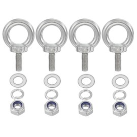 PATIKIL M8 x 20mm Eye Bolt with Nut, 4 Pack 304 Stainless Steel Lifting Shoulder Eyebolt Lift Thread Screws for Hanging, Silver
