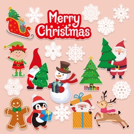 20 Pieces Christmas Thick Gel Clings Christmas Merry Christmas Window Gel Clings Decals Stickers for Toddlers Kids Adults Home Airplane Classroom Nursery Christmas Party Supplies Decoration Removable