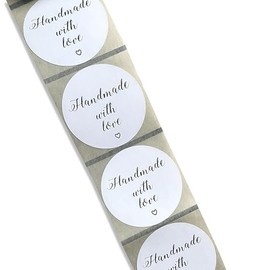 45mm Round Handmade with Love Business Labels & Seal Stickers (Pack of 50)