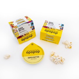 Opopop Microwave Popcorn - Pop Cups Super Butter 6-Pack, Non-GMO Gourmet Popcorn Kernels & Flavoring, Butter Popcorn, Gluten Free Snacks, Easy to Make and No Mess