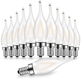 Genixgreen 12 Pack Frosted LED Candelabra Bulbs, Night Light Bulb 15 Watt Equivalent 1.5W E12 Mini Candle Bulb Low Wattage Flame Bent Tip for Chandelier Ceiling Fan, 2700K Soft White, Non-dimmable