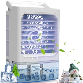 Portable Air Conditioner, Cooling Fan with 3 Speeds & 3 Modes, Evaporative Air Cooler Fan for Home & Office, Small Mini Conditioners, 7 Color Lights 2/4 Hour Timer, 900mL Water Tank