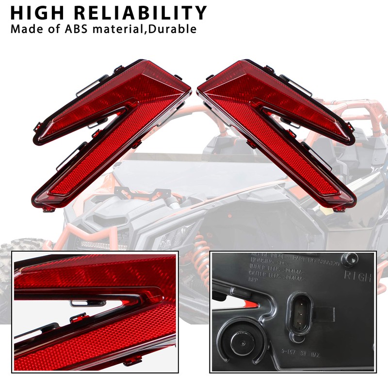 SAUTVS LED Taillights for Can Am X3, Red Rear Brake
