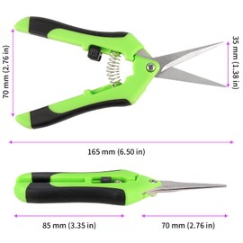 JEUIHAU 12 Pack 6.5 InchesPruning Shears Trimming Scissors, Gardening Hand Pruning Shears with Straight Tip Stainless Steel Blades, Micro Tip Pruning Snips for Trimming Garden Herb Plant Flower, Green
