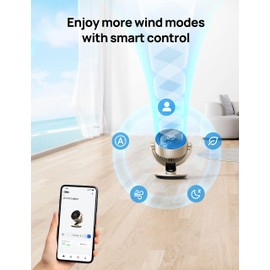 Dreo Smart Desk Fan for Bedroom, 13" H Whole Room Air Circulator Fan, 120° Vertical Manual +90° Oscillating Fan with Voice/Google/Alexa, 70 ft, 4 Speeds, 5 Modes, 12H Timer Table Fan for Office, Home