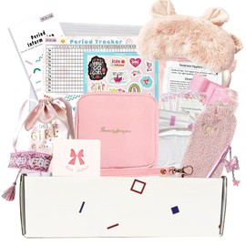 Kit para la primera menstruación para niñas | 22 piezas para la primera menstruación de niñas | Regalo para la primera menstruación de adolescentes con bolsa para guardar compresas, toalli