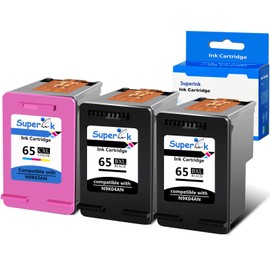 SuperInk Remanufactured 65XL High Yield Ink Cartridge Replacement for HP 65 65 XL N9K04AN N9K03AN Compatible with AMP 120 125 DeskJet 2620 3700 3720 Envy 5000 5032 Printer (2 Black, 1 Tri-Color)