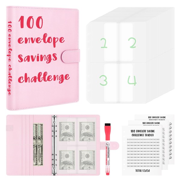 100 Envelopes Challenge Binder, A5 Money Saving Budget Binder with