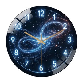 12-Inch Silent Glass Wall Clock, Smart Digital Clock ” Silent Non-Ticking Clock, Battery Operated (AA Batteries Not Included), Artistic Home Decor